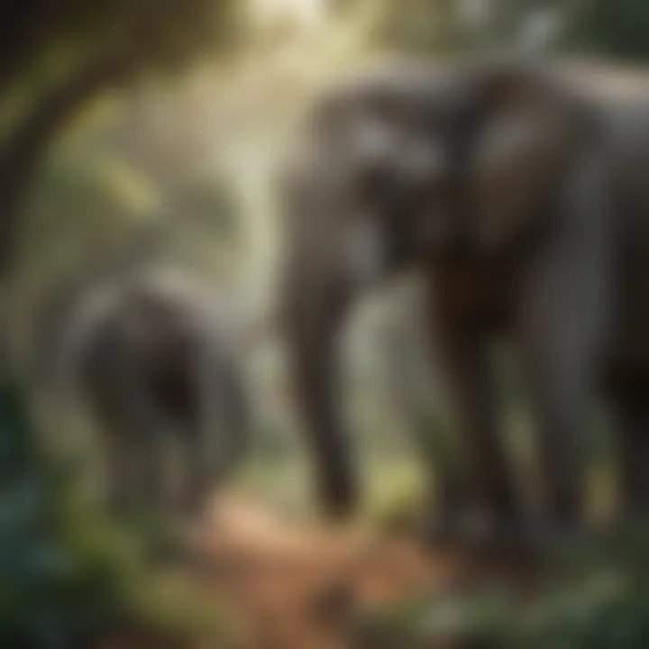 Elephant surrounded by diverse vegetation