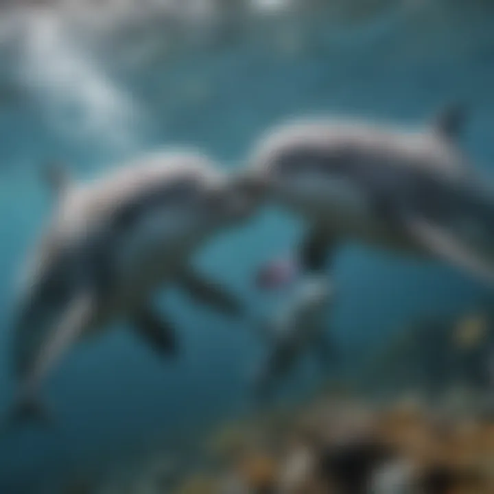 Dolphin Interaction with Marine Life Bottlenose dolphins interacting with their environment