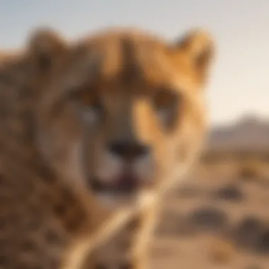 Cheetah in a drought-affected landscape