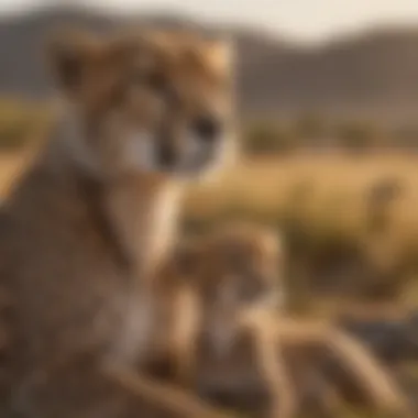 A mother cheetah with her cubs