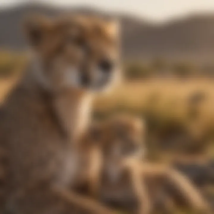 A mother cheetah with her cubs