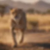 A cheetah sprinting across the savannah