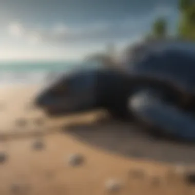Nesting: A Critical Stage in the Leatherback's Life Cycle Leatherback turtle nesting on beach