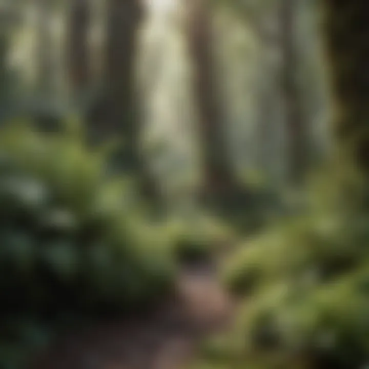 Lush native flora of New Zealand in a forest