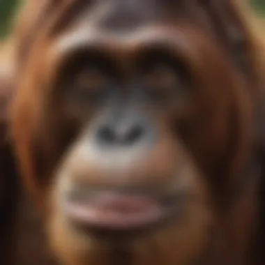 The Intelligence of Orangutans A close-up of an orangutan displaying its intelligent expression and unique features.
