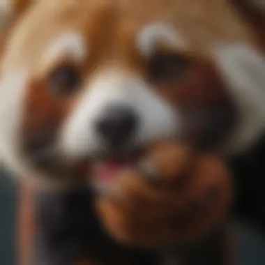 A close-up view of a red panda's paw illustrating its unique features