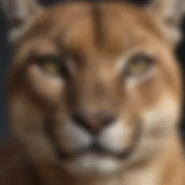 Close-up of a Puma A close-up of a puma's face, highlighting its striking features and keen eyes.