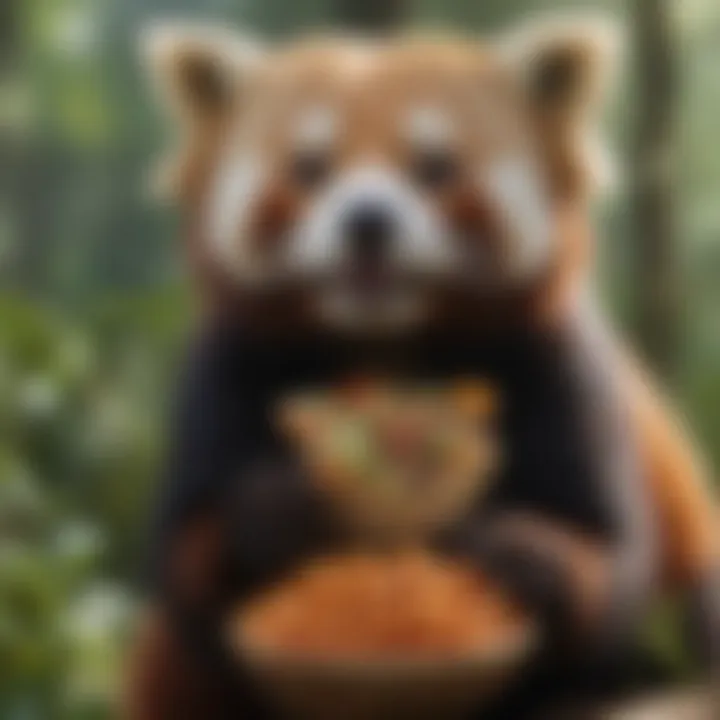 An infographic illustrating the diet of red pandas and their nutritional needs
