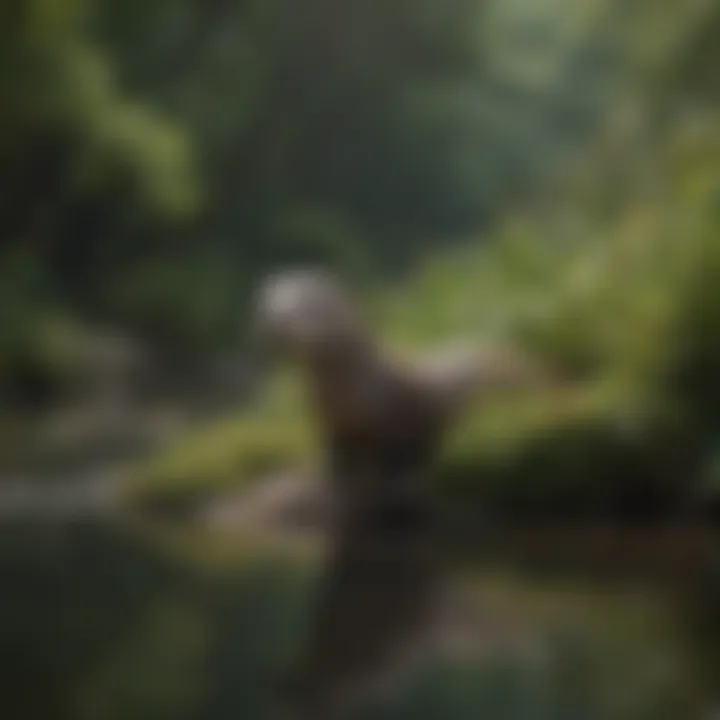 A serene river habitat featuring lush vegetation and clear water, ideal for river otters.