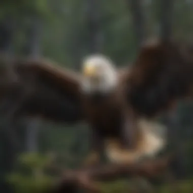 Bald Eagle Perched with Wings Spread Bald eagle perched on a branch with its wings spread
