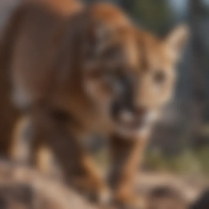 A mountain lion in its natural habitat showcasing its agility.