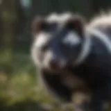 A close-up of a skunk in its natural habitat