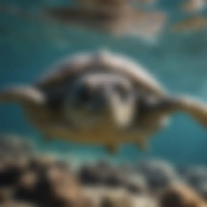An illustration of a sea turtle swimming gracefully near the surface, demonstrating its adaptations.