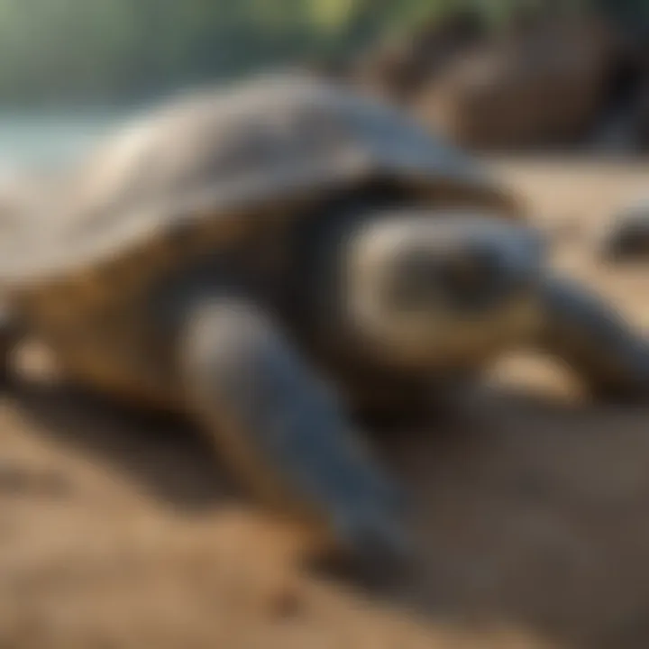 A vibrant depiction of ocean currents and environmental factors affecting sea turtle sleep patterns.