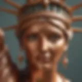 Close-up view of the Statue of Liberty showcasing its copper structure