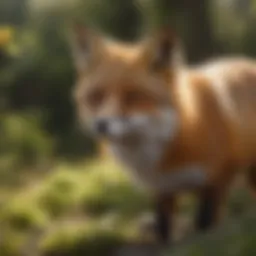 A red fox in its natural habitat, showcasing its vibrant fur and keen expression.