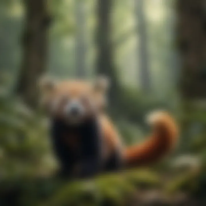 A lush forest environment where red pandas are often found