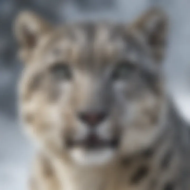 Snow Leopard in the Mountains Majestic snow leopard in its natural habitat