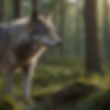 Illustration of the timber wolf's ecological role and food chain