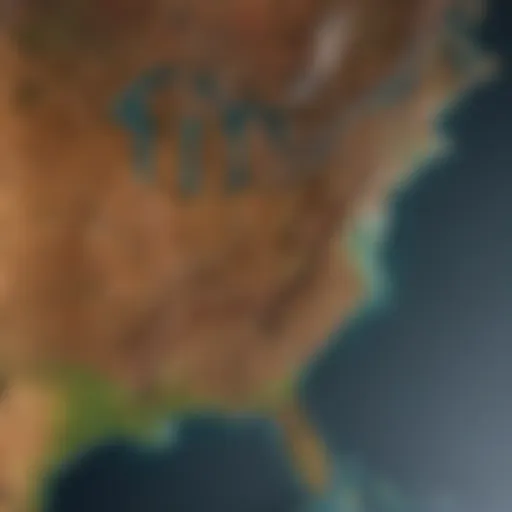Map showcasing the geographical boundaries of the United States within North America.