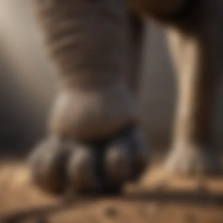 Close-up of an elephant's foot showing its massive structure