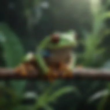 Adaptations of Tree Frogs in Rainforest Ecosystems A colorful tree frog perched on a branch