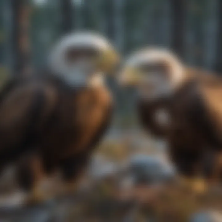 Behavioral differences observed in male and female eagles during nesting.