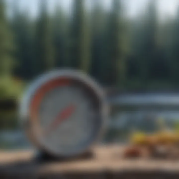 A thermometer showing temperature readings