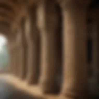 Intricately carved stone pillars of historical significance