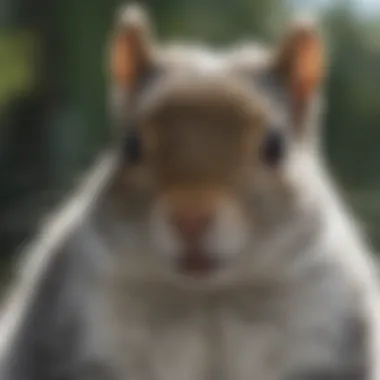 Close-up of grey squirrel's intricate fur pattern