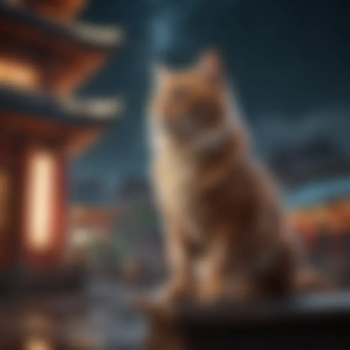 A traditional Chinese temple under a starlit sky symbolizing celestial connections