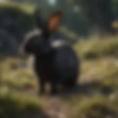 Black Rabbit in Mythical Landscape