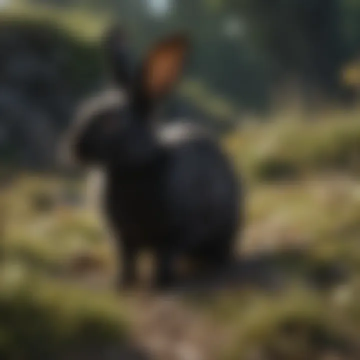 Black Rabbit in Mythical Landscape