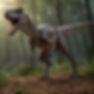Velociraptor hunting prey with its razor-sharp claws in a dramatic chase