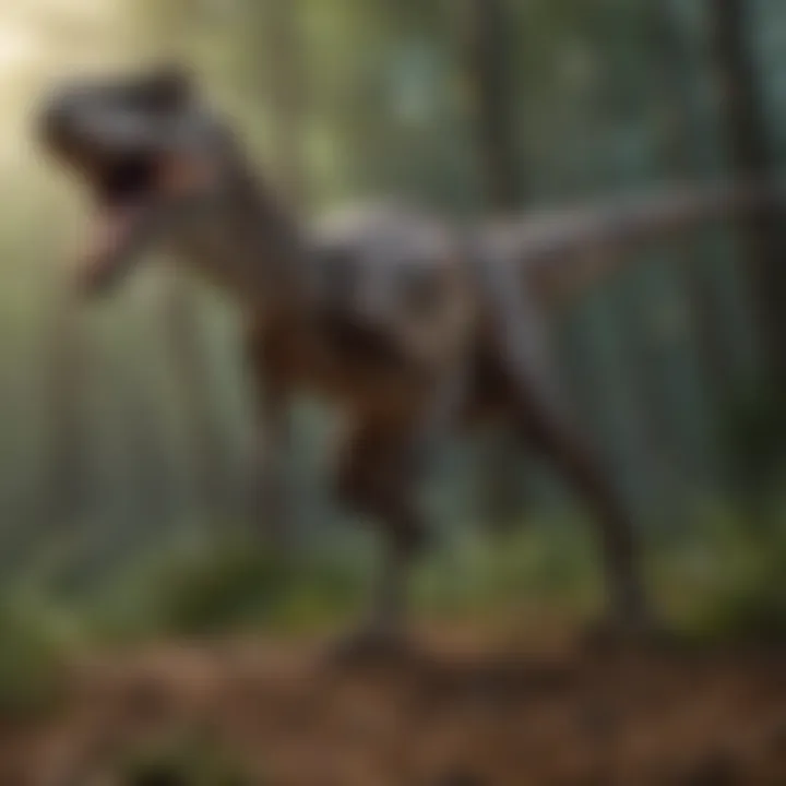 Velociraptor hunting prey with its razor-sharp claws in a dramatic chase