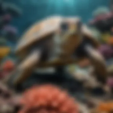 Vibrant Coral Reef Ecosystem Teeming with Sea Turtle Life Vibrant Coral Reef Ecosystem Teeming with Sea Turtle Life