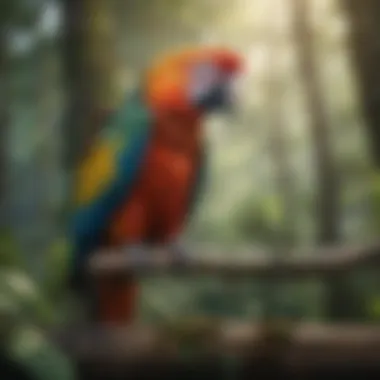 Vibrant macaw perched in the Amazon Rainforest