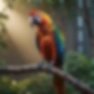 Vibrant Macaw perched on Branch