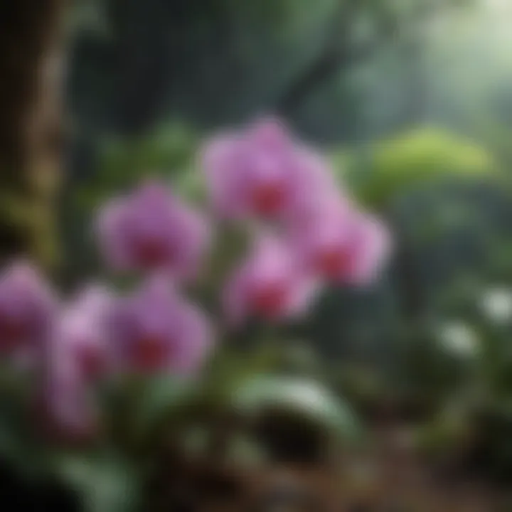 Vibrant Orchids Blooming in Rainforest
