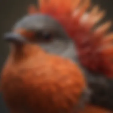 Close-up of a Robin's vibrant red breast feathers