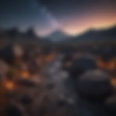Starry Nightscape Vibrant volcanic rock formations under a starry night sky