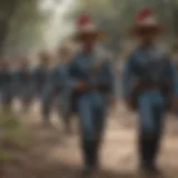 Victorious Mexican soldiers marching after the Battle of Puebla