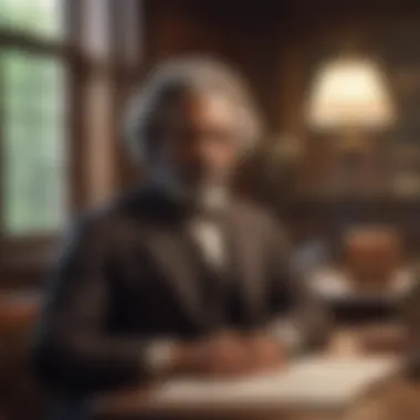 Educational Roots: Frederick Douglass' Early Schooling Vintage Schoolroom Illustration Reflecting Douglass' Early Education