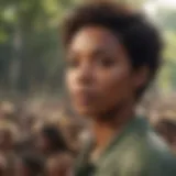 Visionary black female leader addressing a crowd