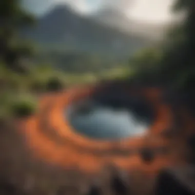 Enigmatic Volcanic Crater Majestic volcanic crater surrounded by lush greenery