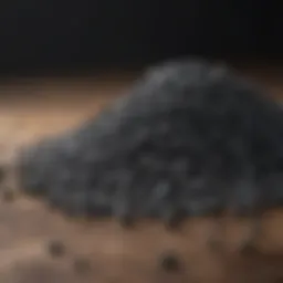 Natural charcoal granules used for filtration