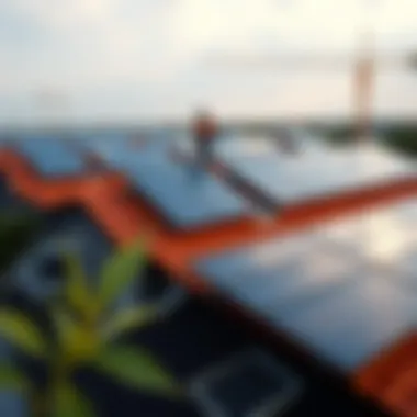 Solar panels installed on rooftops illustrating renewable energy use