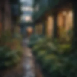 A vibrant urban garden showcasing diverse plants and greenery