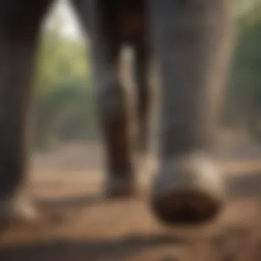 Asian elephant's powerful legs and feet