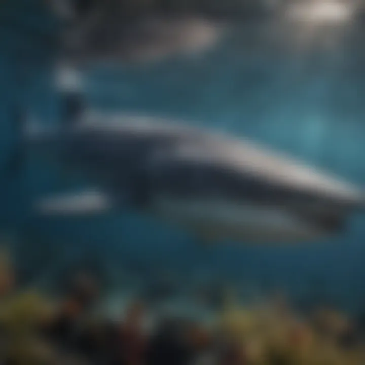 An underwater scene illustrating the ecological significance of whale sharks in their ecosystem.